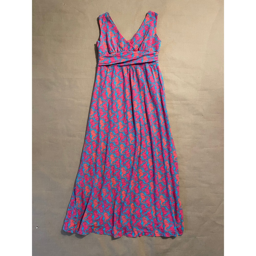 Lilly Pulitzer Seahorse Sloane Size M Pink V Neck 46" Length Vacation Resort